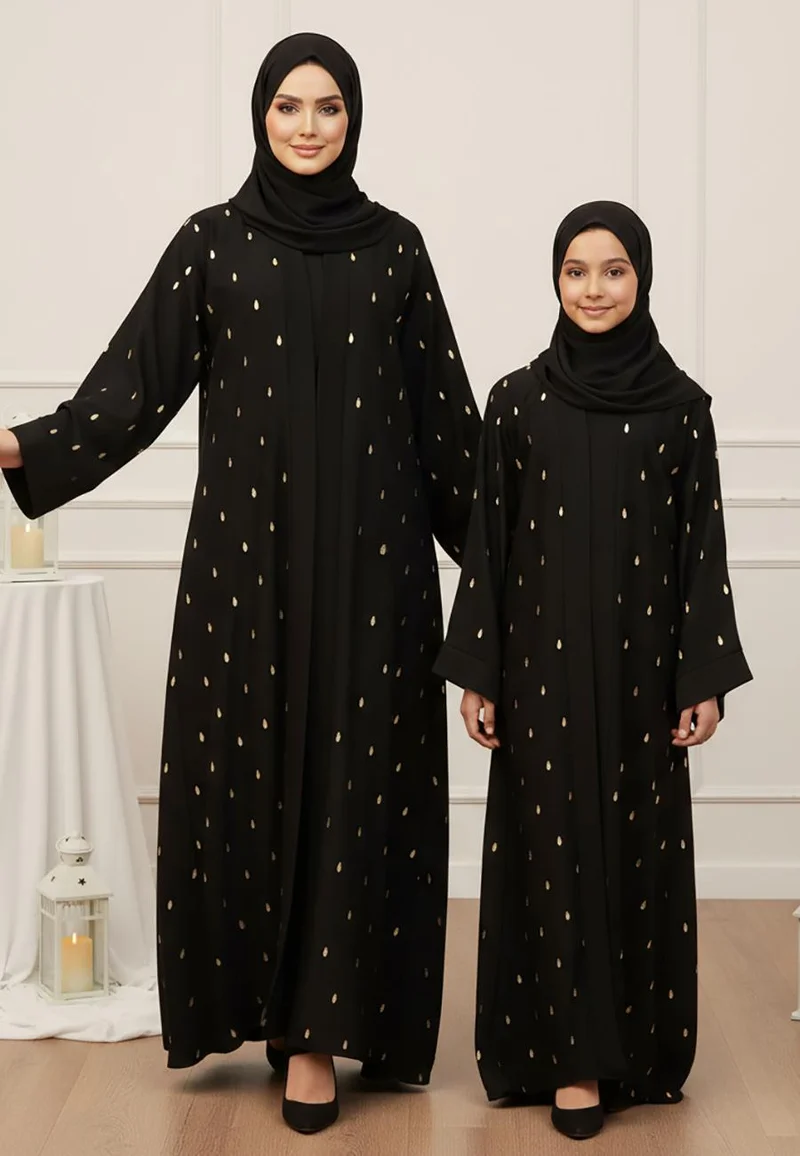 Nukhbaa  The Najma Mother & Daughter Abaya: A Shower of Golden Light-SB179AMD  (Dresses are sold individually. To create a matching mom and daughter set, please purchase two items in different sizes) for Women | Best Price UAE